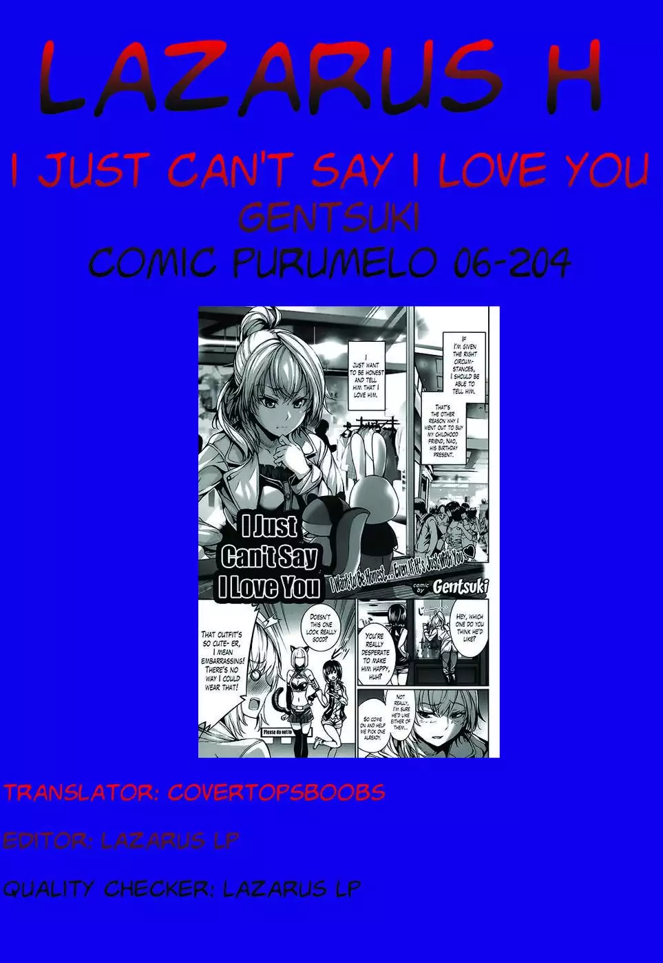 I Just Can't Say I Love You