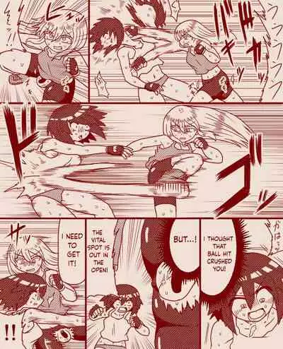 A futanari girl gets her balls hurt during body check