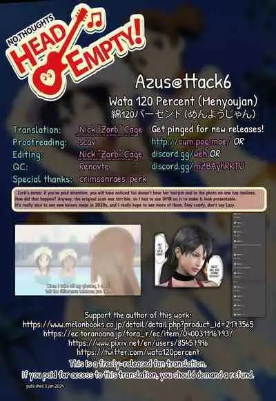 [Wata 120 Percent (Menyoujan)] Azus@ttack6 (K-ON!) [English] [head empty]