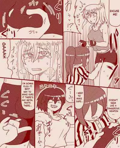 A futanari girl gets her balls hurt during body check