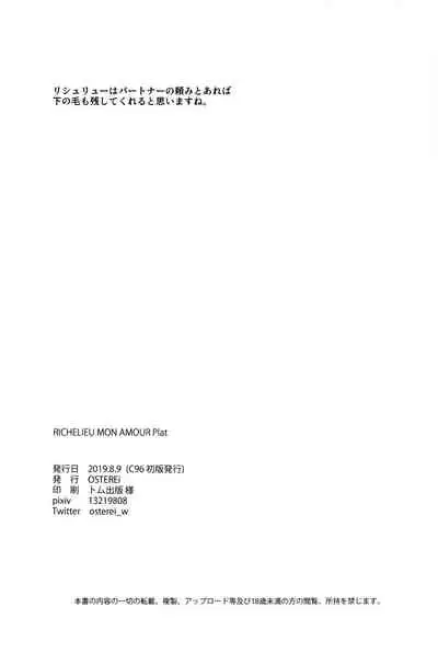 (C96) [OSTEREi (O)] RICHELIEU MON AMOUR Plat (Kantai Collection -KanColle-) [Chinese] [新桥月白日语社汉化]