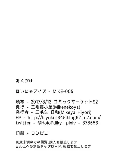 [Mikenekoya (Mikeya Hiyori)] Hoinya Days (Various) [Digital]